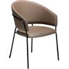 AC ANGEL CERDÁ Angel Cerdá - Sedia Imbottita Sala da Pranzo in Ecopelle Tortora | Sedie Moderne, Design Minimalista ed Elegante | 57 x 61 x 81 cm, Gambe in Acciaio Nero Epossidico | per Sala da Pranzo e Soggiorno