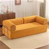 Wetsfgdg Divano Letto 2 Posti, Divano Modulare Salvaspazio Senza Montaggio, Tessuto in Velluto a Coste, Schiuma ad Alta Densità, Struttura in Metallo per Monolocale e Soggiorno-Giallo zenzero(180cm)
