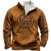 BIBOKAOKE Maglione da uomo senza cappuccio, vintage, medievale, a maniche lunghe, mitologia nordica, con mezza zip, caldo maglione da lavoro invernale, Stil#d01 Marrone, L