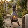 Fire Vida Home Discount® braciere da Giardino in Acciaio, terrazza Barbecue Camino, griglia di Cottura Chimnea Nero & Oro Antico