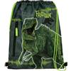 minimutz Jurassic World Dino - Sacca sportiva per bambini, personalizzabile, con nome, motivo: dinosauro, T-Rex, ragazzo e ragazza, verde, 32 x 40 cm, Casual
