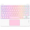 JMBAOTEK Teclado Bluetooth con Touchpad para iPad,T eclado Inalámbrico Retroiluminado p ara Tablets,Android,iOS y Windows,T-eclado Recargable Portátil QWERTY Español Ñ p-ara iPad,Samsung,H-uawei (WP)