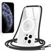Jrkvniv Magnetica Trasparente Cover per iPhone 11 Pro Max con Cordino, Compatibile con Magsafe, Ultra Sottile Silicone TPU Antiurto Custodia con Collana Laccio rimovibile per iPhone 11 Pro Max, Nero
