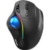 TECKNET Mouse trackball wireless, design ergonomico, con Bluetooth e ricevitore crittografato, 6 tasti, connessione a 3 dispositivi, illuminazione RGB, compatibile con PC/Mac
