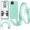 FERLAN Cover con Cordino per Samsung Galaxy A12 4G/A12 5G Cover Magnetica, Cover in Silicone TPU Morbido Corda Collana Necklace Regolabile Stylish con Catena Ultra Sottile Case, Menta verde