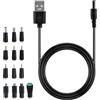 Wigearss Cavo di Alimentazione da USB a DC 5V, Adattatore di Alimentazione, Cavo di Ricarica USB con 13 Connettori 5.5x2.5mm, 4.0x1.7mm, 3.5x1.35mm, 3.0x1.1mm, 2.5x0.7mm, Micro-USB, USB-C, Mini-USB