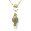 Handmade Collana da donna in acciaio inox placcato oro con pendente in pietra naturale stile vintage