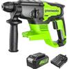Greenworks Tools, Trapano a percussione (Li-Ion 24V 10000 giri/min velocità max 2 joule coppia funzione 4in1 con sicurezza e arresto rotazione con batt. 4Ah e carica),verde grigio nero