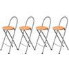KMH® Sgabello Bill Set 4, pieghevole, schienale & pedana - Argento/Faggio