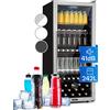 KLARSTEIN Beersafe 242 L Frigorifero per Bevande con Porta in Vetro, Argento | luce LED, ripiani metallici estraibili, silenzioso, frigo bar per birra, lattine e bottiglie
