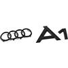 Audi 82A071801 - Anelli per Griglia del Radiatore, Black Edition, Nero & 82A071803 Scritta A1 Nero Tuning Exclusive Emblema Autoadesivo