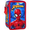 Spiderman Marvel Spider-Man - Astuccio Scuola 3 Scomparti Completo 44 Pezzi, 20x12x7 cm, con effetto 3D