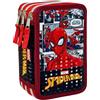 Spiderman Marvel Spider-Man - Astuccio Scuola 3 Scomparti Completo 44 Pezzi, 20x12x7 cm, con effetto 3D