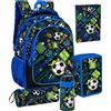 Julian Ross - Set Scuola 5 pezzi con Zaino Ergonomico, Astuccio 3 Scomparti, Borraccia, Diario, Tombolino, Goal Power