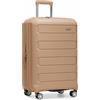 Traveler's Choice A quadretti, M (66 cm), Beige latte, 2 pz, Pagosa - Valigia trolley espandibile rigida indistruttibile