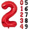 Yoyoin Palloncini Compleanno 2 Anni Rosso Palloncino XXL Di 100 Cm Foil Gigante Numero 2 Numeri Gonfiabili Bambino Ragazzo Compleanno Anniversario Decorazione Feste (Rosso)