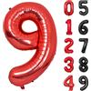 Yoyoin Palloncini Compleanno 9 Anni Rosso Palloncino XXL Di 100 Cm Foil Gigante Numero 9 Numeri Gonfiabili Bambino Ragazzo Compleanno Anniversario Decorazione Feste (Rosso)
