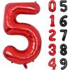 Yoyoin Palloncini Compleanno 5 Anni Rosso Palloncino XXL Di 100 Cm Foil Gigante Numero 5 Numeri Gonfiabili Bambino Ragazzo Compleanno Anniversario Decorazione Feste (Rosso)