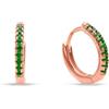 Louis Ciocchetti dal 1887 Orecchini Argento 925 a Scattino con Zirconi 5A verde, 13 mm, argento rosato, Cerchi Giro Lobo, Made in