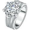Jpltlvy - Anello con zirconia cubica taglio rotondo e scintillante, tre pietre, fascia promessa per donne, idea regalo romantica, 9, Rame