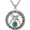 ONEFINITY Collana da uomo in argento Sterling 925, con ciondolo a forma di corvo vichingo, con runa vichinga, turchese, gioiello vichingo, regalo per donne