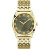 Guess Tate GW0895G2 - Orologio da polso da uomo, analogico, al quarzo, in acciaio inox, 42 mm, colore: oro, 5 bar, colore: Verde,