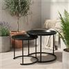 DecHome - Tavolo da Giardino Rotondo Set 2 Tavolini in Acciaio Dimensioni 43x43x38 cm colore Nero