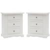 Vicentini arreda 2 COMODINI TOSCANO 3 CASSETTI IN LEGNO SHABBY CHIC BIANCO