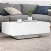 Generico Tavolino da Soggiorno con Luci LED Bianco 85x55x31 cm,Tavolini da Salotto