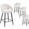 DAYALANE Set di 4 Sgabelli da Cucina Moderni Sgabelli da Bar in Ciniglia Sedie da Bar con Schienale Sgabelli Alti Imbottiti con Gambe in Metallo per Penisola Cucina, Beige