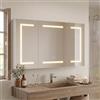 RXMORI Armadietto a specchio da bagno con LED 100 x 13,5 x 60 cm, regolabile in tre colori, con funzione anti-appannamento, ripiani regolabili, presa a norma europea (bianco 3 ante A, 100 x 13,5 x 60