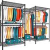 Fuyoula Stand Appendiabiti in Metallo,cabina armadio,Armadio, Guardaroba, Appendiabiti, Stand Appendiabiti regolabile e Multifunzionale con Ruote Aste, Ripiani Portaoggetti,(Nero, 187 * 44 * 194cm)