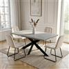 JIEXI Set di tavolo da pranzo allungabile e 4 sedie, 130-170 cm, grigio con sedie in velluto beige, tavolo da cucina in MDF con gambe in metallo, per soggiorno, ufficio