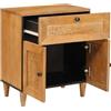 Jkghdrt Comodino con anta, marrone chiaro, 50 x 33 x 62 cm, in legno massello di acacia, comodino con cassetto e scomparto aperto, comodino rustico per camera da letto, già montato