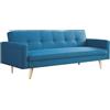 IDMarket - Divano letto 3 posti scandinavo diritto LARS blu anatra
