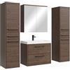 Badplaats B.V. Badplaats Florence XL - Set completo di mobili da bagno con lavandino, armadietto a specchio e 2 armadi alti, 60 x 35 cm, colore: marrone noce
