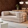 Wetsfgdg Divano Letto Matrimoniale 2 Posti Convertibile, Senza Montaggio,Tessuto in Velluto a Coste, Schiuma ad Alta Densità, Struttura in Metallo per Monolocale e Soggiorno-Beige(100cm)