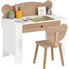 AIYAPLAY Set di scrivania e sedia per bambini da 3 a 8 anni, scrivania per bambini con sedia e cassetto, per cameretta, stanza dei giochi, asilo nido, effetto legno naturale