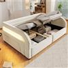 Trdlpyn Divano Letto Imbottito 140x200 con Contenitore Idraulico e illuminazione a LED, Letto Matrimoniale a piattaforma con Rete a doghe, Sofa Bed Bianco(Senza Materasso)