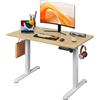 DEVAISE Scrivania Regolabile in Altezza Elettrica 100x60 cm, Scrivania Ufficio Ergonomica con Piano a 2 Sezioni, Funzione Memoria e Sistema Anticollisione, Altezza 72-118 cm,Rovere