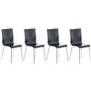 CLP Set 4 Sedie Visitatore Pepe I Sedia Attesa Con Seduta In Legno E Telaio In Metallo Cromato I Sedia Ergonomica E Facile Da Pulire, Colore:nero