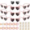 Ainiv 32 Pezzi Team Bride Set, Addio al Nubilato Sposa e Amiche, Addio al Nubilato Gadget, Bride to Be Decorazione, 10 Occhiali a Forma Di Cuore Con 10 Elastici per Capelli in Raso E 12 Tatuaggi, Rosa