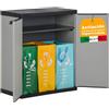 Avilia Set Mobiletto per Raccolta Differenziata 2 Ante con Borse Lavabili - Armadio Porta Sacchi, in Plastica Resistente alle Intemperie, per Interni ed Esterni, con 3 Sacchi PVC Inclusi, 68x39.5x85cm