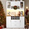 Lcoho Armadio laterale, armadietto portaoggetti, mobile da cucina, credenza, 120 x 36,3 x 180 cm, sei ante, due grandi cassetti, nero/bianco