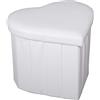 INTRECCI Pouf Contenitore | Panca in Ecopelle a Forma di Cuore | 45x41x37 cm | Sgabello Imbottito, Versatile, Facile da Pulire | Colore: Bianco