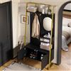 BENMWS Moderno guardaroba compatto 80 x 180 cm, armadio aperto con specchio, gancio in metallo, con scarpiera, appendiabiti, nero