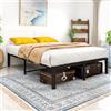 HOMERECOMMEND Rete Matrimoneial Letto 140 x 200 cm, in metallo, con rete a doghe in metallo, facile da montare, ampio spazio di archiviazione,Nero