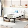 HOMERECOMMEND Letto 90 x 200 cm, in metallo, con rete a doghe in metallo, facile da montare, ampio spazio di archiviazione Battuto Moderno 90 x 200 cm, Nero