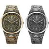JewelryWe Orologio da uomo retrò, analogico, al quarzo, impermeabile, 30 m, calendario, vintage, motivo floreale, orologio da uomo con cinturino in metallo oro/argento, 2 pezzi (oro + argento),