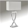 tectake® lampada da scrivania moderna, 60W, luce antiabbagliamento, paralume in tessuto, lampada da comodino struttura in ferro rivestito, base stabile, bajour comodino, design elegante - Color Cromo